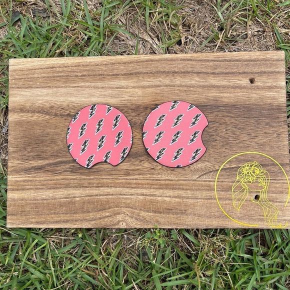 🎄 Retro Animal Print Lightning Bolt Car Coasters - Picture 6 of 7